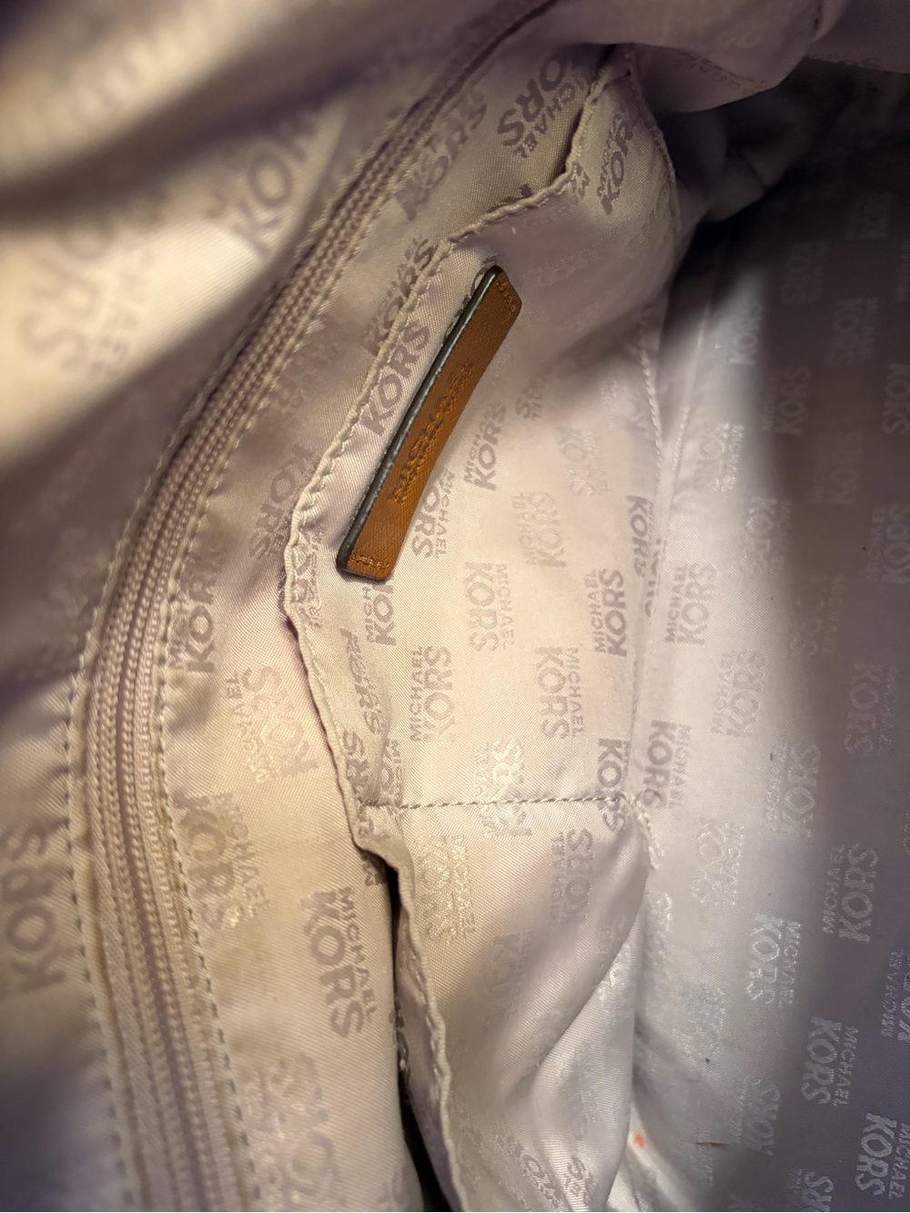 Michael Kors Cognac Saffiano Leather Dome Satchel with Gold Hardware - Picture 9 of 16